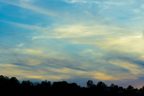 Beautiful clouds in the rays of the sunset 2019