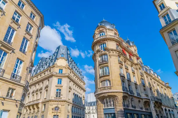 Paris, typical parisian facades rue des Petits-Champs in the 2nd district, chic area