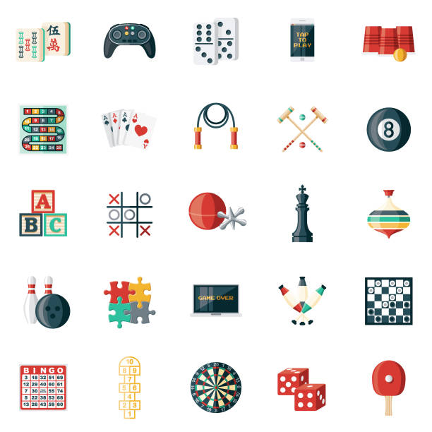 Game Icon Set A set of icons. File is built in the CMYK color space for optimal printing. Color swatches are global so it’s easy to edit and change the colors. gambling icon stock illustrations