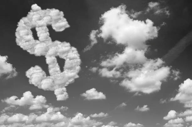 istock Dollar Sign Floating Through a Sky and Clouds Background captured in black and white 1148061452