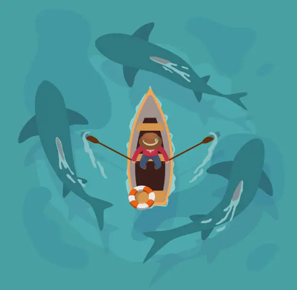 Vector illustration of Shark Boat