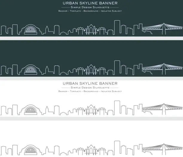 Vector illustration of Cincinnati Single Line Skyline Banner