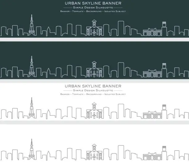 Vector illustration of Sapporo Single Line Skyline Banner