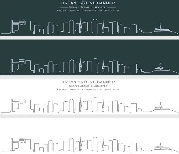 Vector illustration of Salvador Single Line Skyline Banner