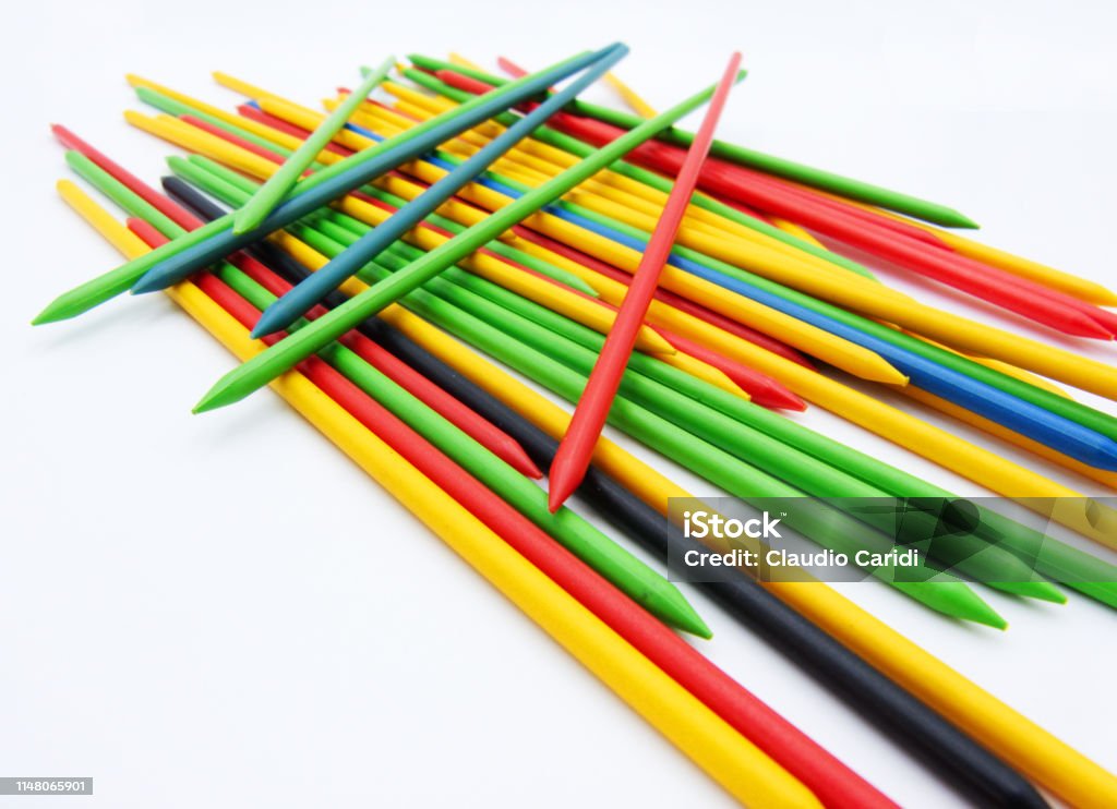 The Game Of Shangai Or Mikado Colored Plastic Sticks Stock Photo