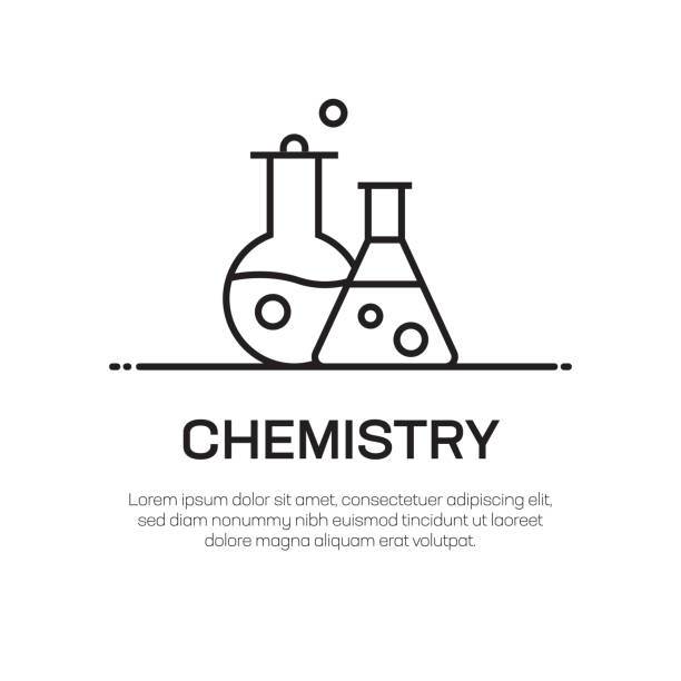 ilustraciones, imágenes clip art, dibujos animados e iconos de stock de química vector línea icono-simple línea delgada icono, elemento de diseño de calidad premium - medical research medicine laboratory computer graphic