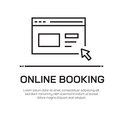 Online Booking Vector Line Icon - Simple Thin Line Icon, Premium Quality Design Element