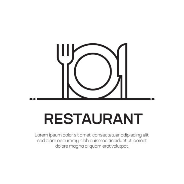 restaurant vector line icon-simple thin line icon, premium quality design element - cooking clothing foods and drinks equipment stock-grafiken, -clipart, -cartoons und -symbole