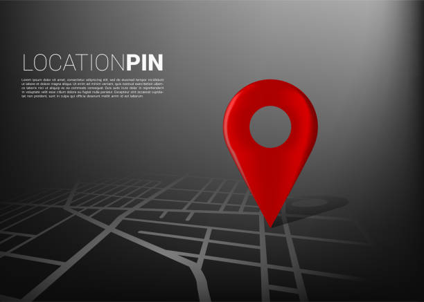 ilustraciones, imágenes clip art, dibujos animados e iconos de stock de marcador de ubicación 3d en el mapa de carreteras de la ciudad. - global positioning system