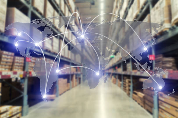 istock Map global logistics partnership connection of Cargo warehouse  for Logistics Import Export background, Global logistics network transportation shipping 1148086782