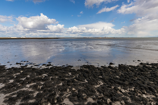 Colorful sunset at the beach of Schiermonnikoog island in the Dutch Waddensea region in the North of The Netherlands.