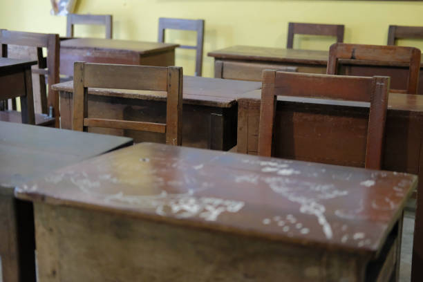 istock old table & chair in classroom. back to school 1148093107
