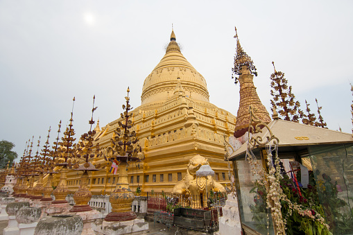 Shwezigon Pagoda is a Buddhist temple in Bagan, Myanmar.