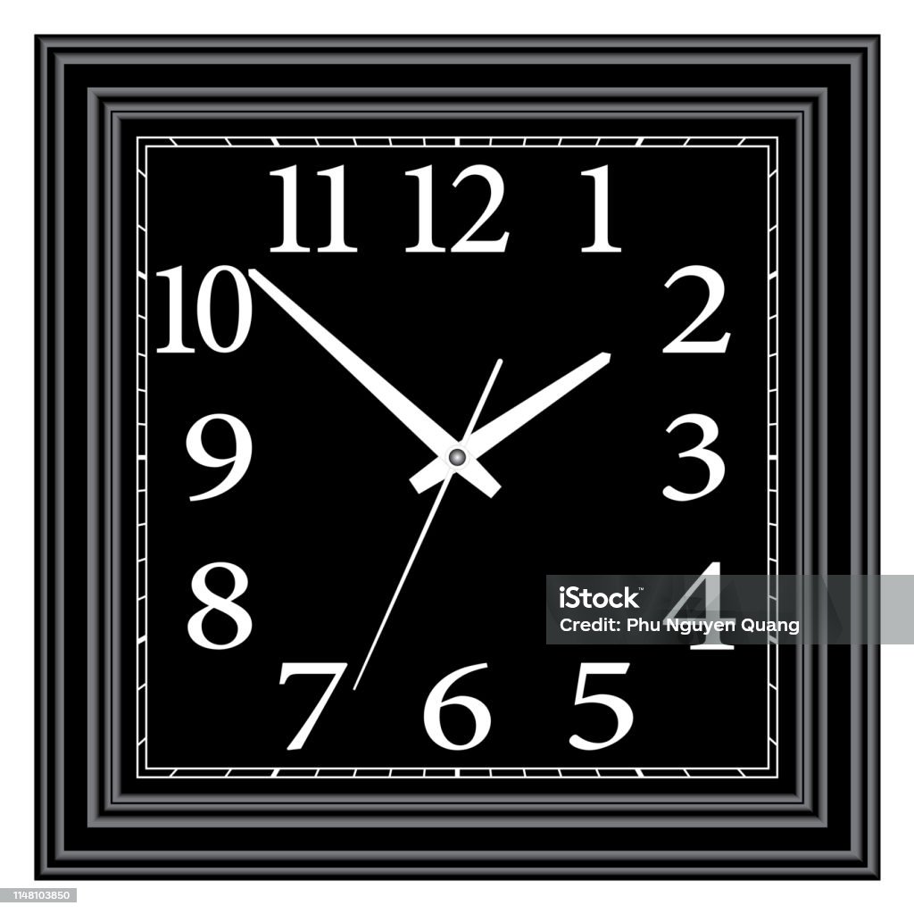 Square Clock Frame Design Decorative Square Wall Clock Simplicity Style Vector Illustration Stock ...