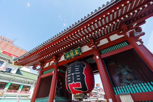 TOKYO, JAPAN - APRIL 09, 2019: Oldest temple in Tokyo and it is one of the most significant Buddhist temples located in Asakusa area.