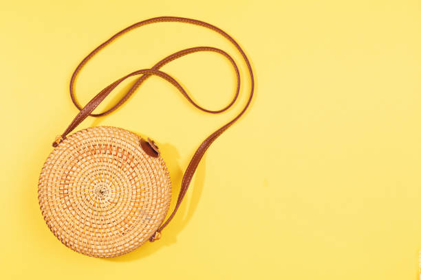 istock Minimal composition of a bamboo bag. 1148105288