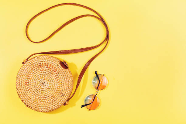 istock Minimal composition of a bamboo bag. 1148105290