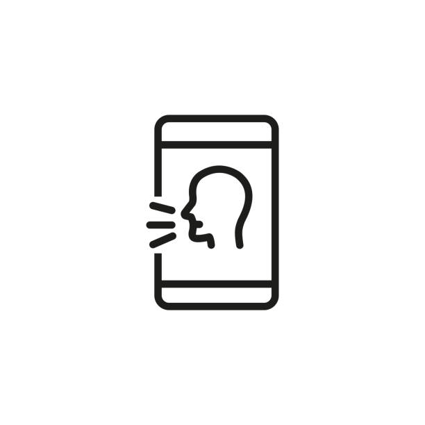 Influencer line icon Influencer line icon. Voice recorder, speech recognizer, audio message. Viral marketing concept. Vector illustration can be used for topics like communication, mobile app, technology influencer stock illustrations