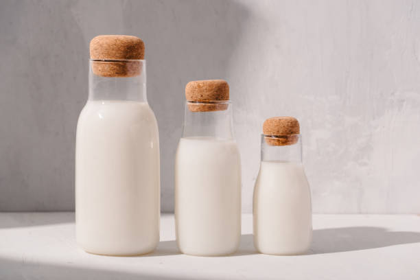 istock Milk or cocktail creative concept, minimalism styled, angle view, space for a text. 1148121496