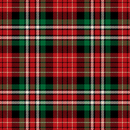 Red, Black, Green  and  White  Tartan Plaid Scottish Seamless Pattern. Texture from tartan, plaid, tablecloths, shirts, clothes, dresses, bedding, blankets and other textile.