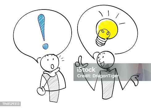 istock Question and answer scene of 2 people 1148129313