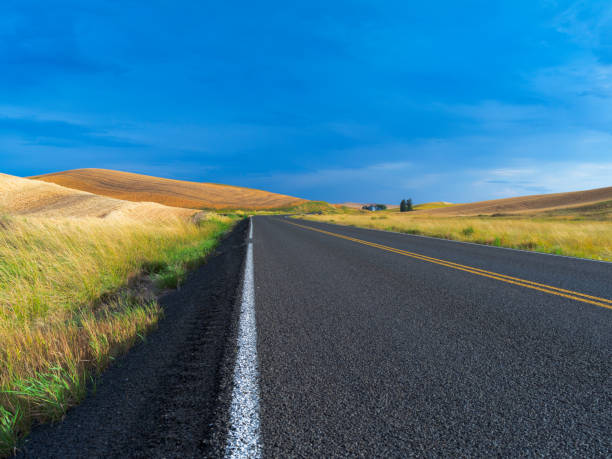 istock USA,Washington State,Palouse hills,road between fields 1148129341