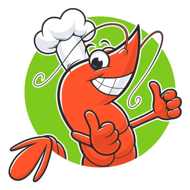 Vector illustration of Shrimp cook in circle background