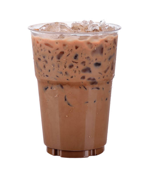 istock Glass of ice cocoa isolated on white 1148129981