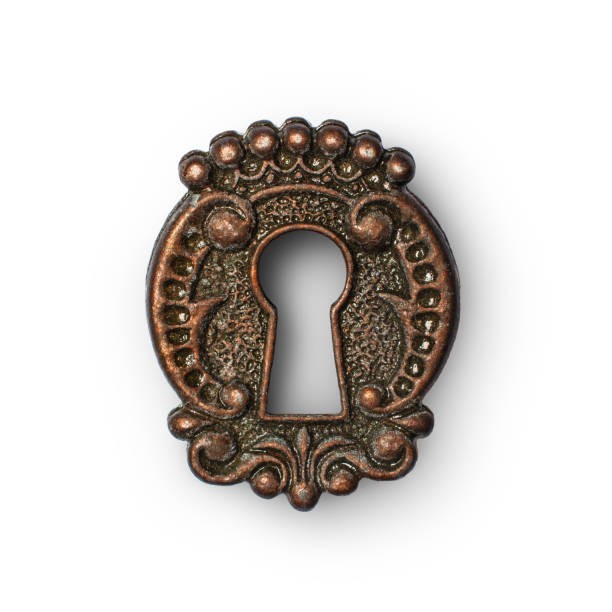trou de serrure vintage comme élément décoratif de conception - keyhole lock door antique photos et images de collection