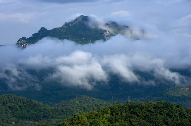 istock Mountain landscape with fog. 1148135512