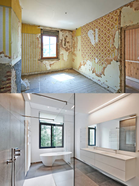 istock Renovation of a bathroom Before and after 1148136687
