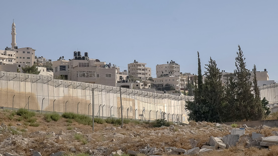 part of the controversial  border wall between palestine and israel
