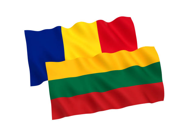 istock Flags of Romania and Lithuania on a white background 1148139770