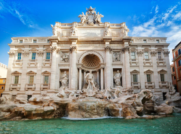 trevi fountain in rome , italy - piazza navona imagens e fotografias de stock