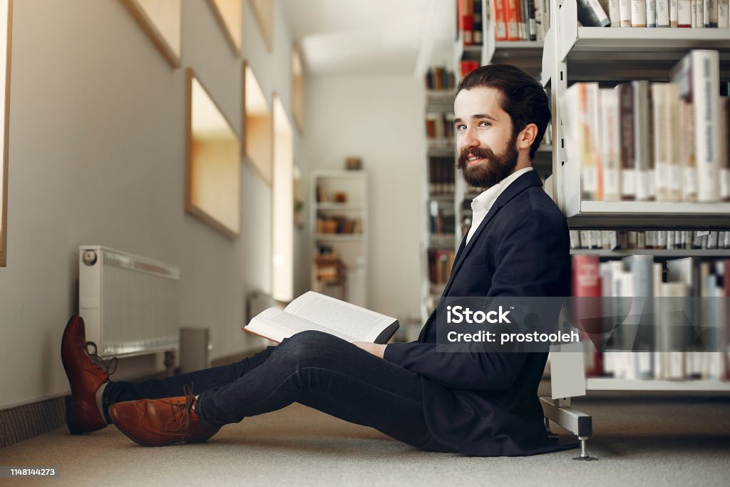 Guy In Library Handsome Guy Study At The Library Stock Photo - Download Image Now ...
