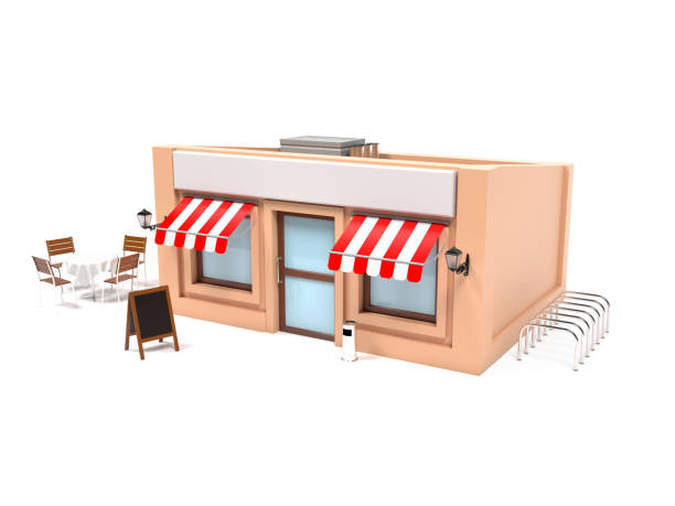 istock Market store complete exterior design 1148144557