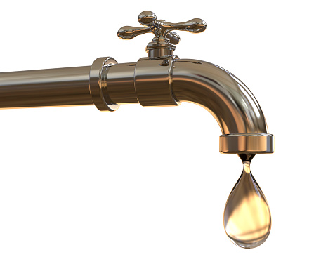 Safety of drinking water concept, 3D illustration showing tap with water drop