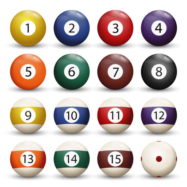 istock Collection of billiard pool or snooker balls with numbers and shadow isolated on white background. Vector illustration. 1148145822