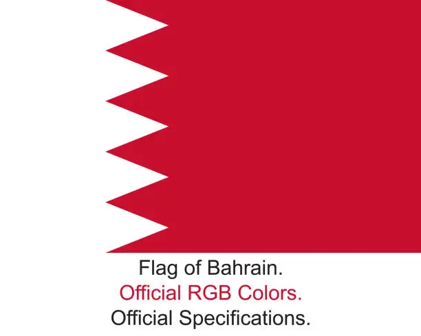 Vector illustration of Bahraini Flag (Official RGB Colours and Specifications)