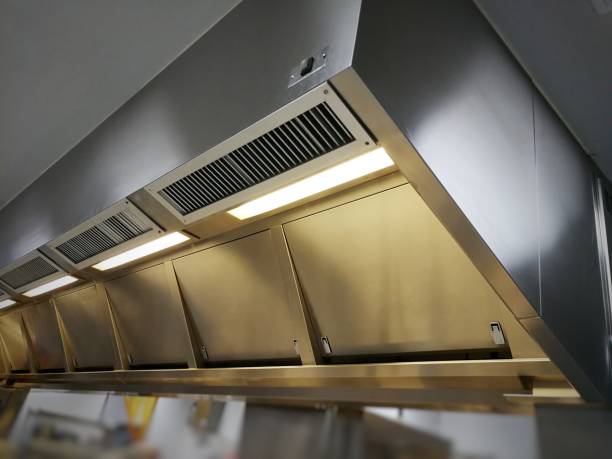 extração hood fornecimento de ar de retorno-cozinha sistemas de ventilação - intake - fotografias e filmes do acervo