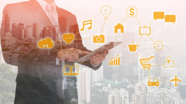 istock Digital Composite Image Of Businessman Using Digital Tablet With Cityscape 1148155188