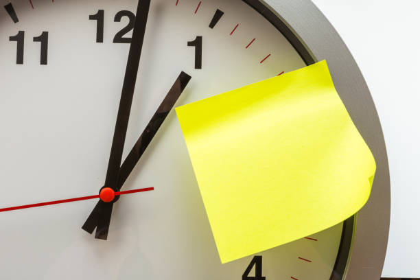 istock paper stick on clock for notice something with white background - Image 1148157266