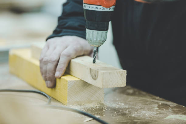istock Close-Up Of Man Drilling Wood 1148161438