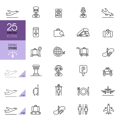 Airport Editable Stroke Icons