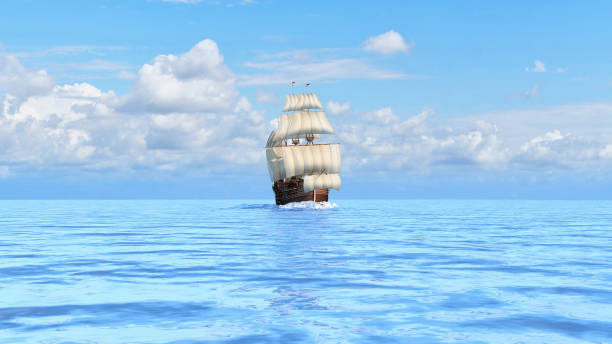 istock Vintage sailing ship in the sea on a sunny day 1148165779