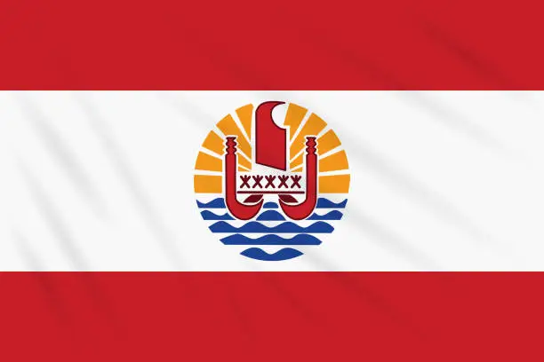 Vector illustration of Flag French Polynesia swaying in wind, vector