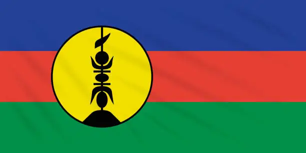 Vector illustration of Flag New Caledonia swaying in wind, vector