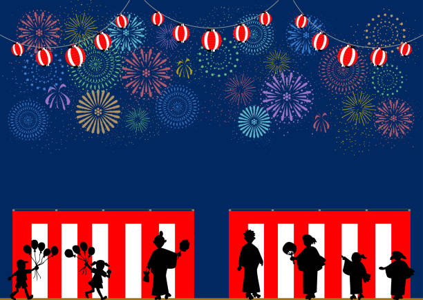 illustrations, cliparts, dessins animés et icônes de illustration traditionnelle japonaise d’image de festival avec la lanterne en papier - hatsumode