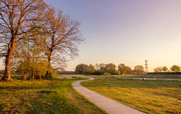 Dutch landscape near Tusveld (Twente, Overijssel, Netherlands) during sunset