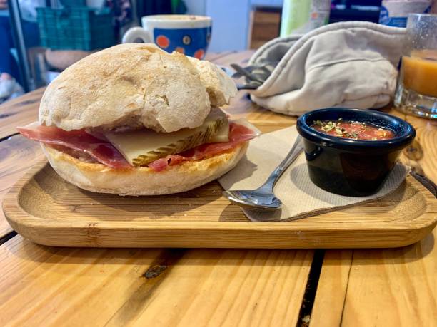 istock Wheat bun with jamon, cheese and tomato bruschetta 1148168624